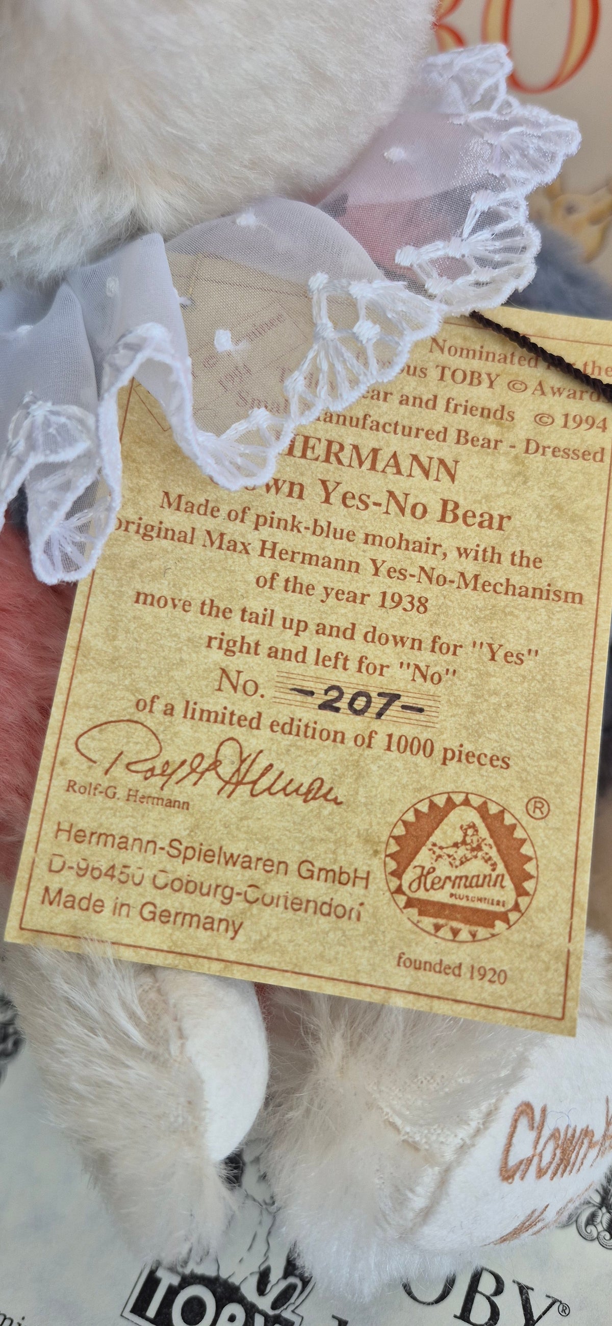 Oso alemán hermann si y no de colección